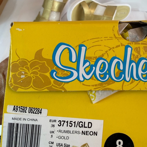 Skechers Rumblers Neon Gold Slide Sandals - Picture 7 of 7